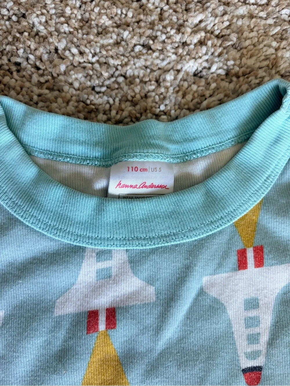 Hanna Andersson Space Rocket Short John Pajamas Blue Sz 5